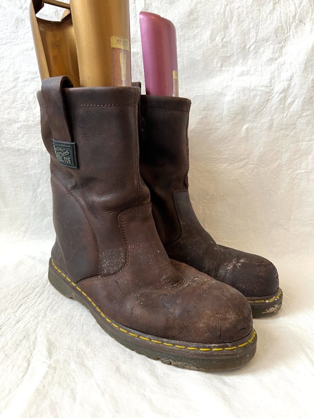 Dr Martens Boots Icon 2295 Steel Toe Work brown leather mens 13 pull on safety